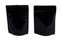 5.5" x 8" x 3.15" Black Stand-Up Pouch with Zipper – Pack of 100 – front and back