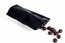 5.5" x 8" x 3.15" Black Stand-Up Pouch with Zipper – Pack of 100 – filled example
