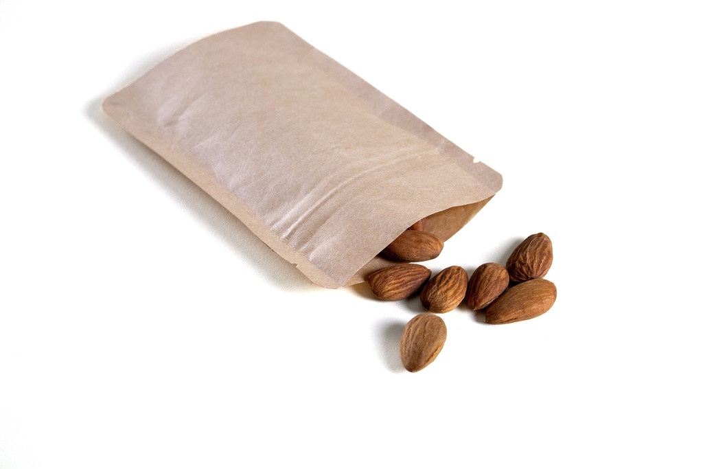 3.1" x 5" x 1.9" Kraft Stand-Up Pouch with Zipper – Pack of 100 – filled example