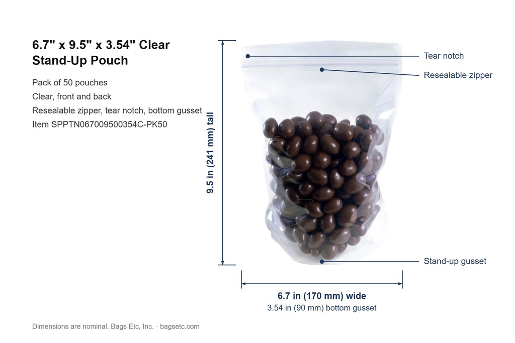 Pack of 50 – dimensions