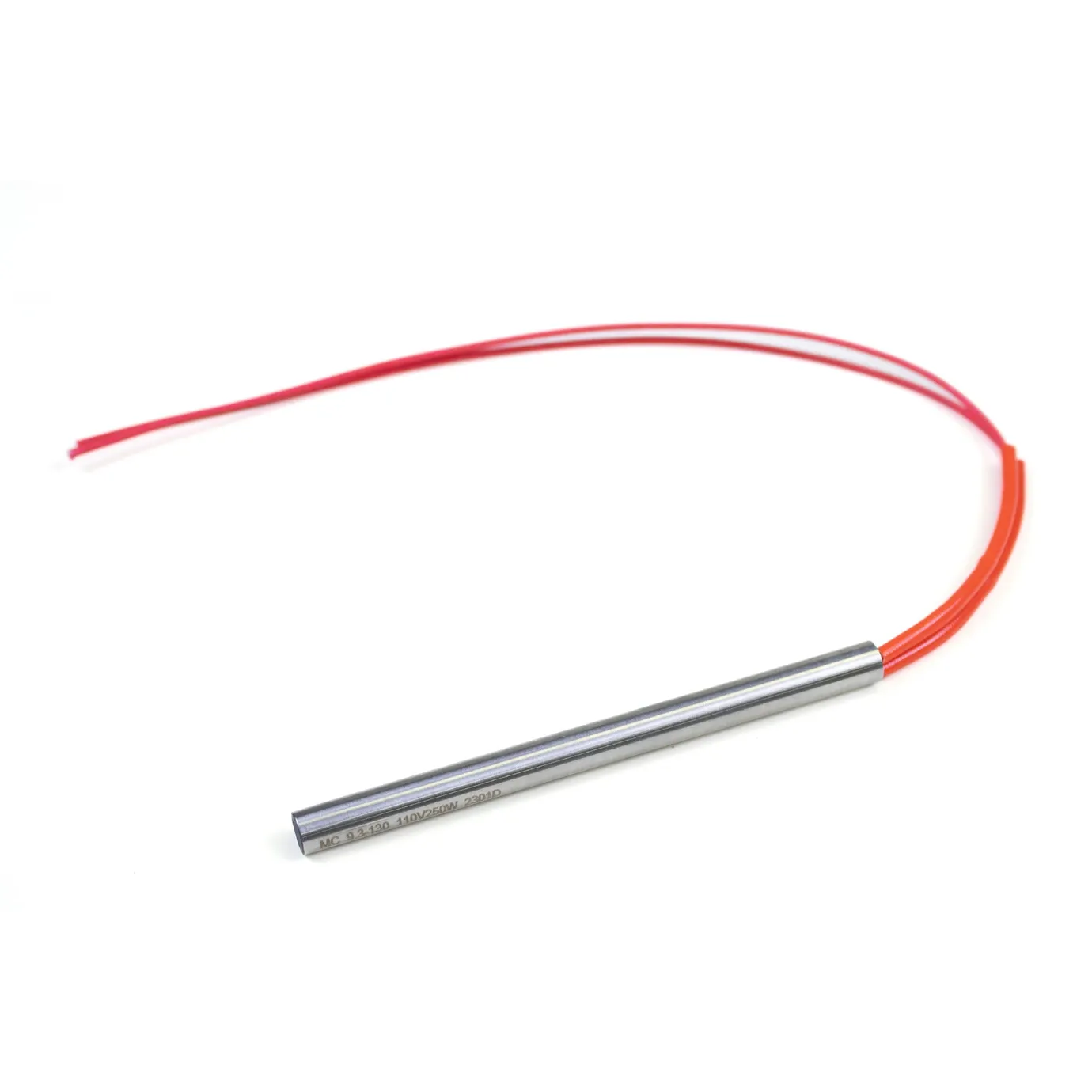[HET125093130] Cartridge Heater - 0.37" Dia x 5.12" L (9.3mm x 130mm) - 250W - 110V - Stainless Steel Tube Heating Element
