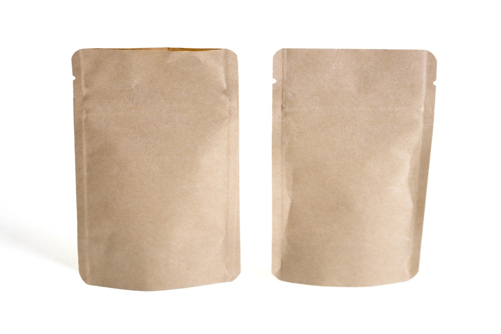 3.1" x 5" x 1.9" Kraft Stand-Up Pouch with Zipper – Pack of 100